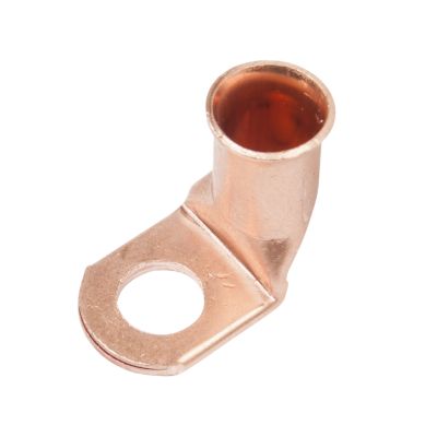 Standard Bare Copper Battery Cable Lug, 90 Degree Bend, 3/8