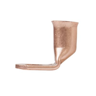 Copper lug with a 90-degree angle showing sturdy design for electrical connections.