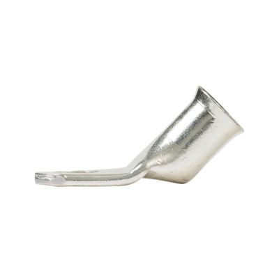 Tinned copper lug with a 45-degree angle and a polished finish, designed for electrical connections.