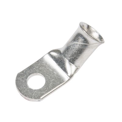 Copper tin plated lug with a 45-degree bend, designed for durability and efficient cable connections.