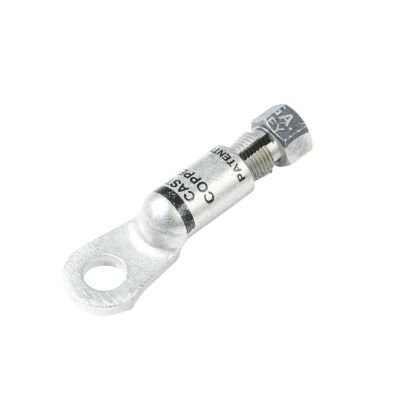 Compression Nut Heavy Wall Lug with visible threaded area and mounting hole, ideal for secure cable connections.