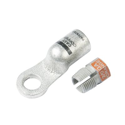 Compression Nut Heavy Wall Lug with threaded component, showcasing durable metal design for secure connections.