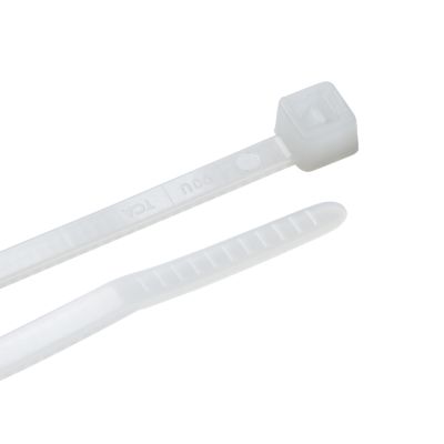 Natural color standard cable tie by HellermannTyton with secure lock system and smooth finish for bundling cables.