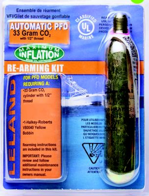 REARM KIT-AUTO 33G-1/2  THREAD 33-GRAM CO2, 1/2  THREADED FOR AUTOMATIC PFD