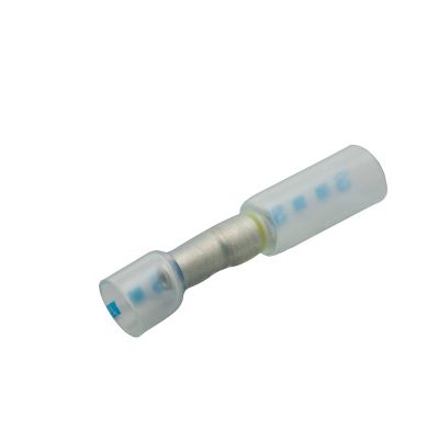 Transparent heat shrink crimp connector for multi-wire use, showcasing durable build and versatile application.
