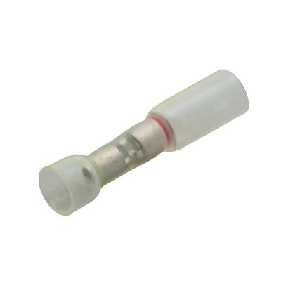 Transparent heat shrink and crimp multi-wire butt connector, showcasing durable design for electrical connections.