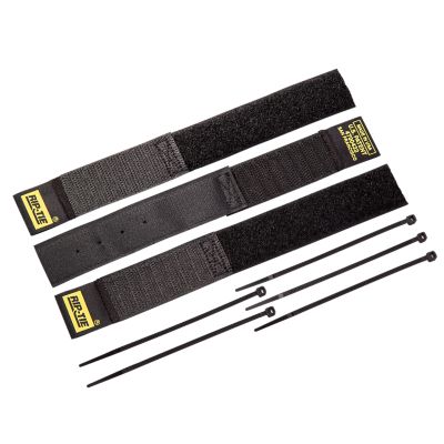 Black CableWrap fasteners and zip ties for organizing cables neatly.