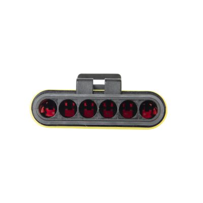 TE AMP Superseal Series 6-way plug housing with visible inner connectors and sturdy outer casing in black and yellow.
