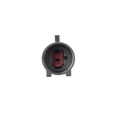 Close-up of TE AMP Superseal 1.5mm Series Cap Housing, 1-Way connector with a black and red design.