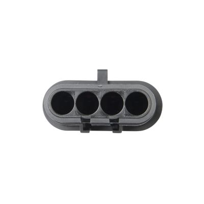 TE AMP Superseal 1.5mm Series Cap Housing, 4-Way Connector, showcasing robust design and four circular openings.