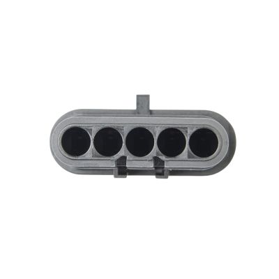 TE AMP Superseal 5-way cap housing, showing multiple connector ports in durable black plastic design.