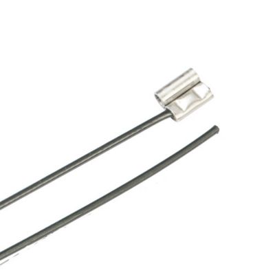 Stainless steel crimp lock cable ties for secure bundling, featuring a sleek design suitable for various applications.
