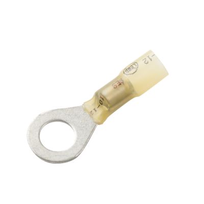 Lead-free yellow heat shrink and solder ring terminal for electrical connections.