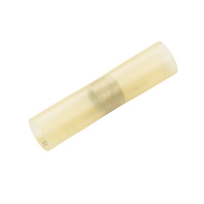 Lead-free yellow heat shrink and solder butt connector, NSPA ELF5-10, ideal for 12-10 gauge wires.