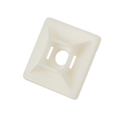 Natural square 4-way adhesive mounting base with central hole, ideal for secure fastening and organization.