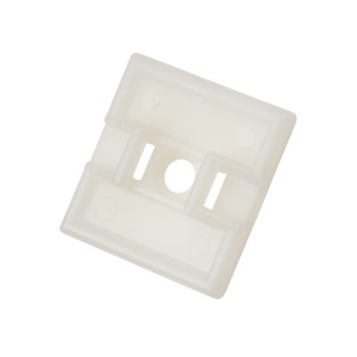 Natural square adhesive mounting base with a central hole and two-way design for versatile applications.