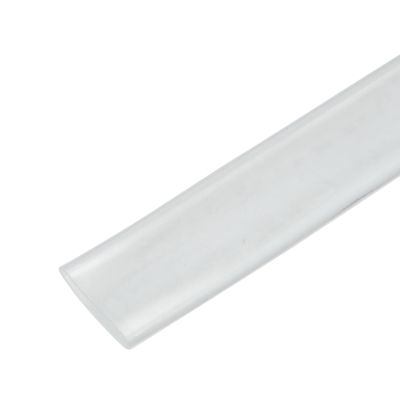 Clear single wall shrink tubing displayed on a plain background, highlighting its transparent material and sleek design.