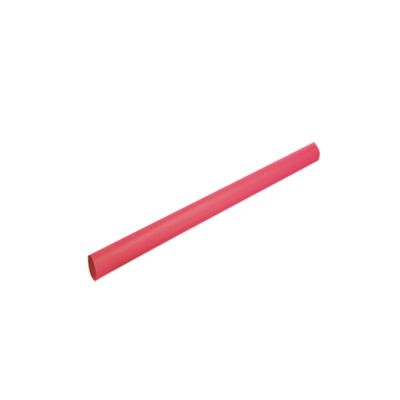 Red single wall shrink tubing on white background, ideal for insulation and protection in wiring applications.