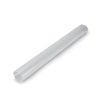 Clear heat shrink tubing, ideal for electrical insulation and cable protection, shown in a coiled form.