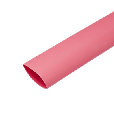 Red dual wall shrink tubing spool with a smooth surface, ideal for electrical insulation and protection.