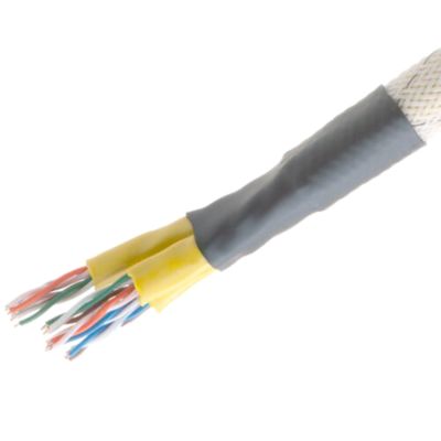 Diesel resistant shrink tubing applied over colorful wires, showcasing its protective and durable qualities.