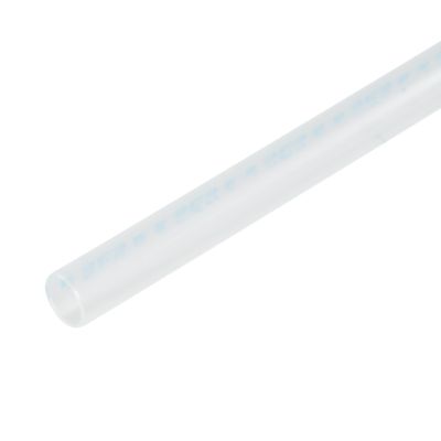 Clear/Blue shrink tube, 4:1 ratio, for wire insulation; showcases smooth surface and cylindrical form.