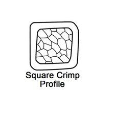 Square crimp profile illustration for heavy-duty crimping tool, showcasing design elements for 3/0-4/0 gauge applications.