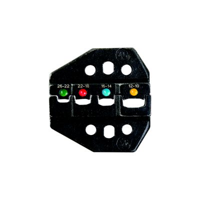 Crimp die for insulated double-crimp terminals with color-coded sections, compatible with model 990025.