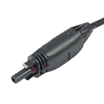 Black TE Solarlok 2.0 IDC Plug Connector with sleek, robust design, featuring prominent ridges and secure locking mechanism.