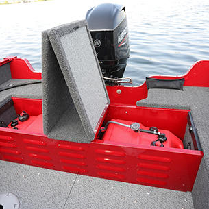 1650 Angler Sport - Portable Fuel Tank Storage shown with Optional Second Tank