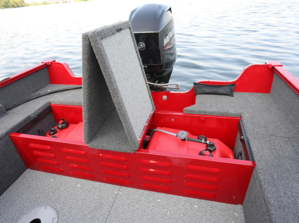 1650 Angler Sport - Portable Fuel Tank Storage shown with Optional Second Tank