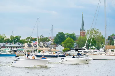 boating through the harbor