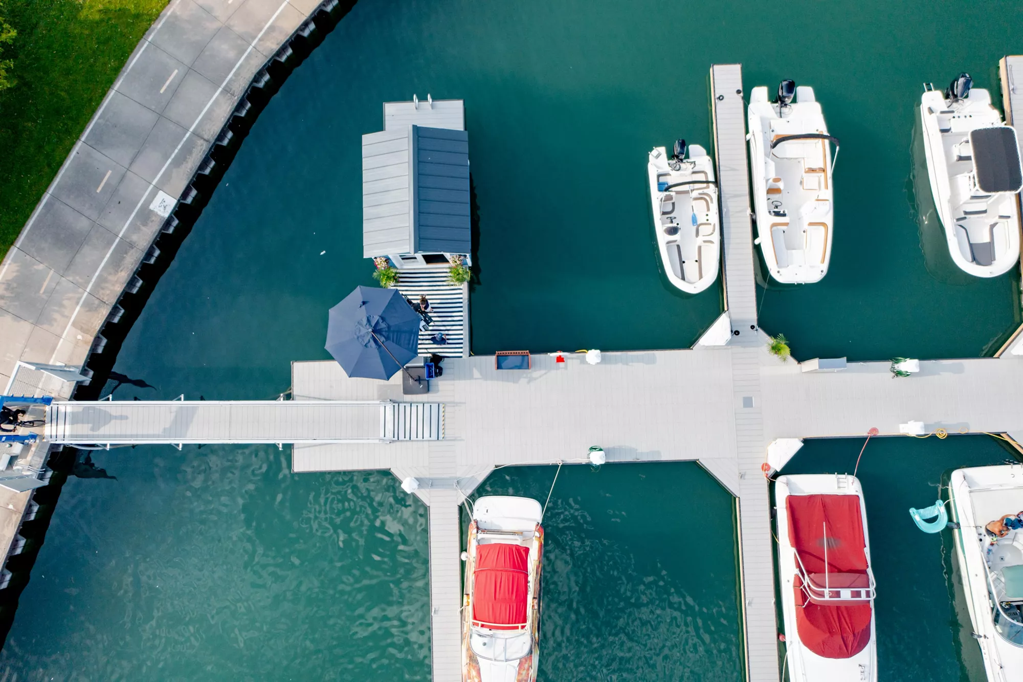 aerial view of the dock