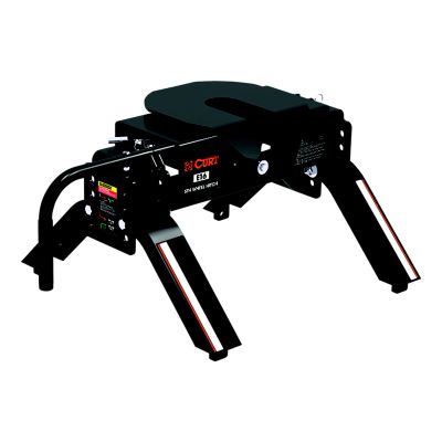 CURT E16 5th Wheel Hitch with sturdy black frame, designed for heavy-duty towing up to 16,000 lbs with sleek finish.