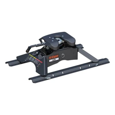 CURT A20 5th Wheel Hitch with base rails, designed for heavy-duty towing up to 20,000 lbs. Sleek and durable.