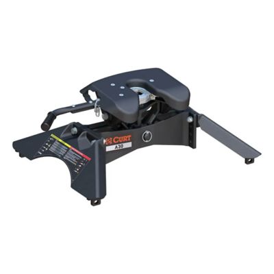 CURT A30 5th Wheel Hitch, durable black design, top lever, and sturdy construction for heavy-duty towing.