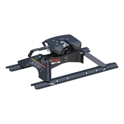 CURT A30 5th Wheel Hitch with base rails for heavy-duty towing, featuring a durable design and high weight capacity.