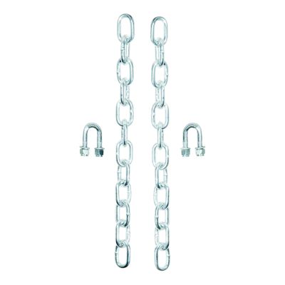 Replacement weight distribution hitch chain kit with robust metal chains and U-bolts, designed for heavy-duty towing.