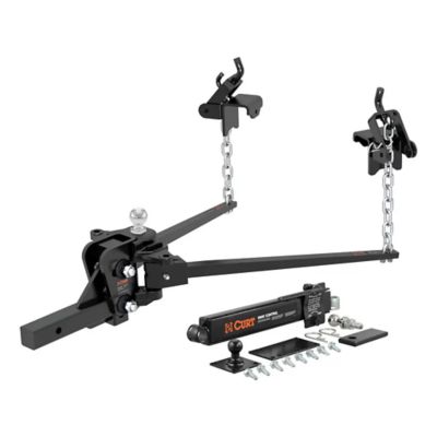 Weight distribution hitch with sway control, featuring short trunnion bars, shank, and ball, ideal for up to 1K capacity.