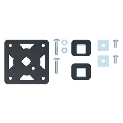 Replacement Q-Series 5th wheel components with black orbital pad and bushings, bolts, and washers arranged on a white background.