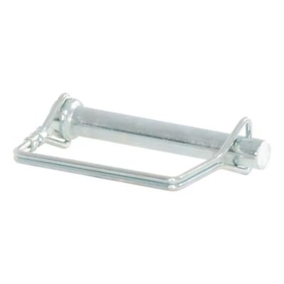 Adjustable tow bar bracket safety pin with a sleek silver finish, designed for secure towing connections.