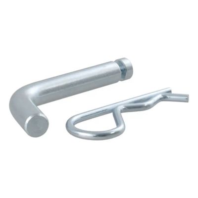 Trailer hitch pin and clip with grooved head, designed for secure attachment to 1-1/4-inch receiver, silver finish.