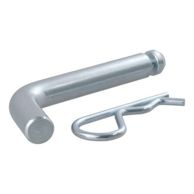 Trailer hitch pin and clip with a grooved head, designed for a 2-inch receiver, showcases durable steel construction.