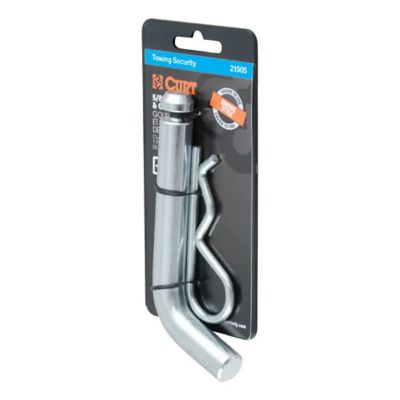 Trailer hitch pin with grooved head and clip, packaged. Ideal for 2-inch receivers. Durable design, easy to use.