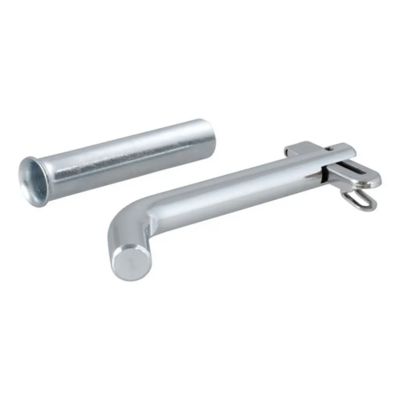 Swivel trailer hitch pin and adapter, fits multiple receiver sizes, showing durable silver finish for towing security.