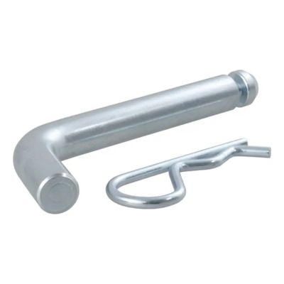 Trailer hitch pin and clip with grooved head, designed for 2 or 2-1/2-inch receivers, showcasing durable metal construction.