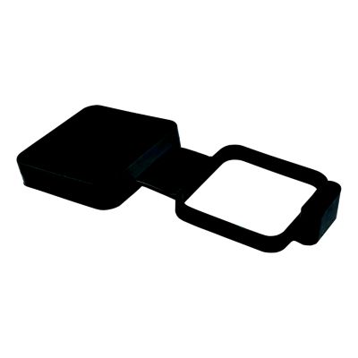 Rubber trailer hitch cover with 4-way flat wiring holder, fits standard 2-inch receiver, CURT 21728, black finish.