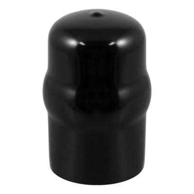 Black rubber trailer hitch ball cover with smooth, rounded design.