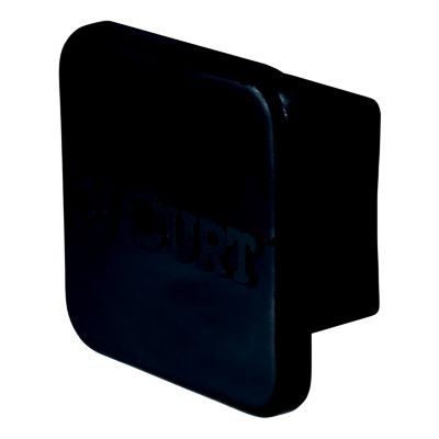 Rubber trailer hitch cover with embossed lettering for 2-inch receivers, showcasing a durable and sleek design.