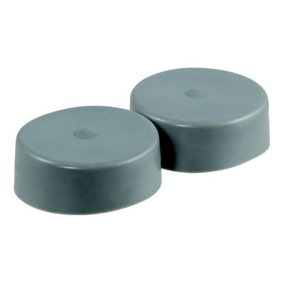 Trailer wheel bearing protector dust covers in gray, shown in a 2-pack set.
